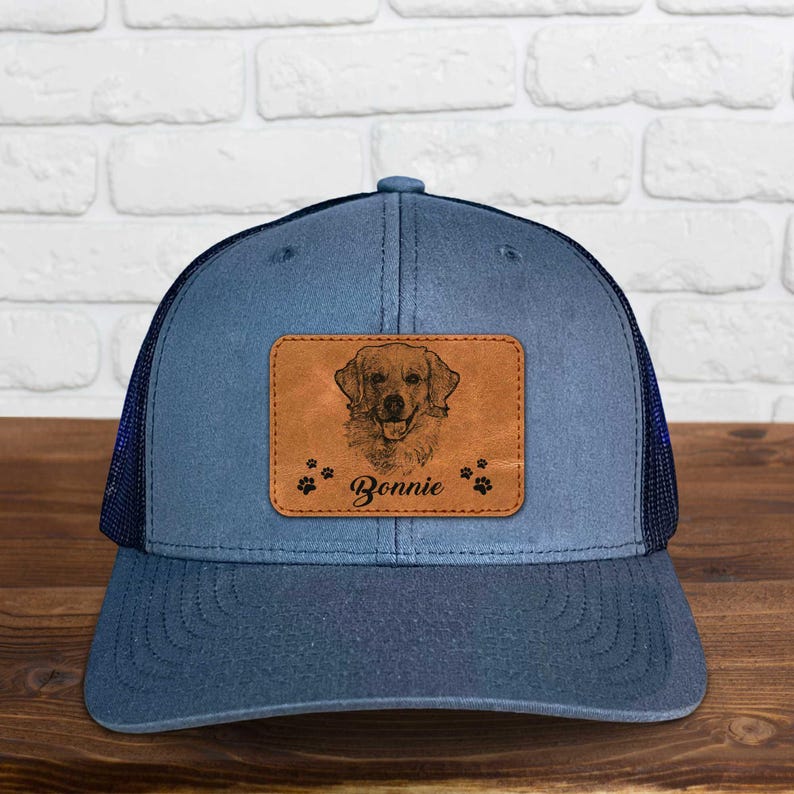 Personalisierte Haustier Ohren Lineart Leder Patch Hut Baseball-Cap für Tierliebhaber