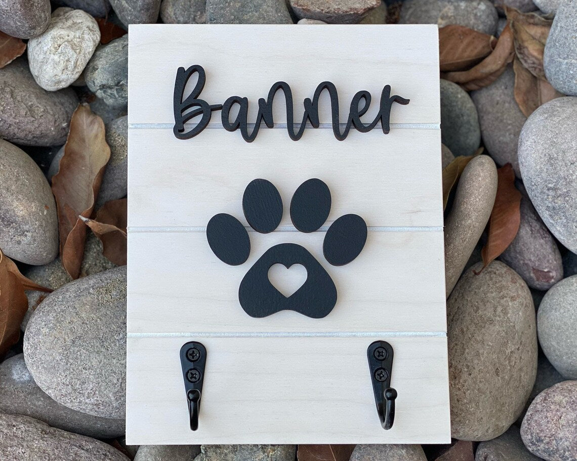 Custom Dog Paw Leash Holder with Name for Wall Personalized Pet Leash Rack & Key Hook Christmas Gift For Pet Lovers