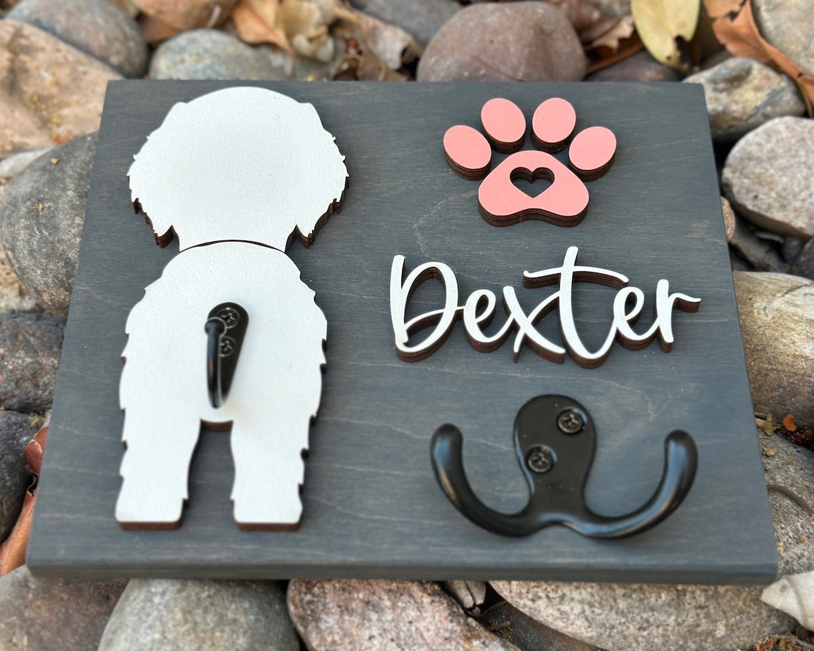 Custom Dog Butt Leash Holder for Wall Personalized Pet Leash Rack & Key Hook Unique Gift for Dog Lovers