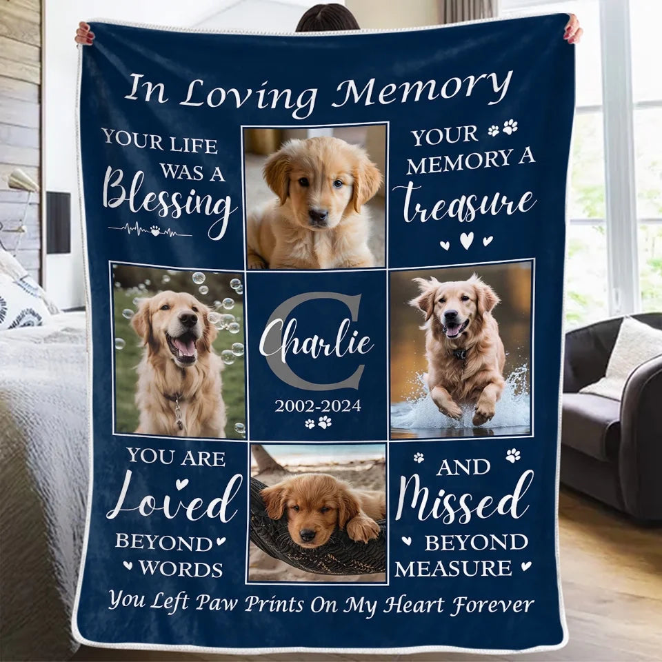 Personalized Dog Memorial Photo Blanket Sympathy Gift For Pet Lovers Christmas Gift for Dog Lovers