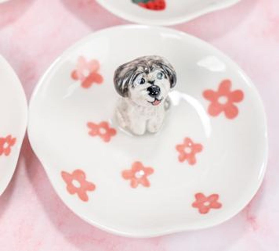 Custom Pet Ring Dish Personalized Pet Figurine Ceramic Jewelry Holder Unique Gift for Pet Lover