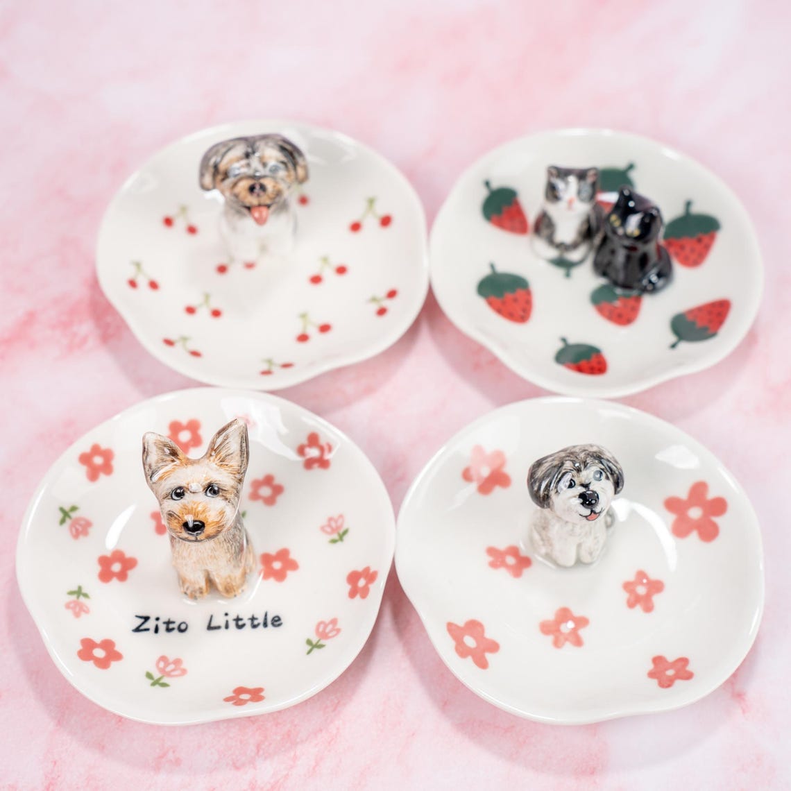 Custom Pet Ring Dish Personalized Pet Figurine Ceramic Jewelry Holder Unique Gift for Pet Lover