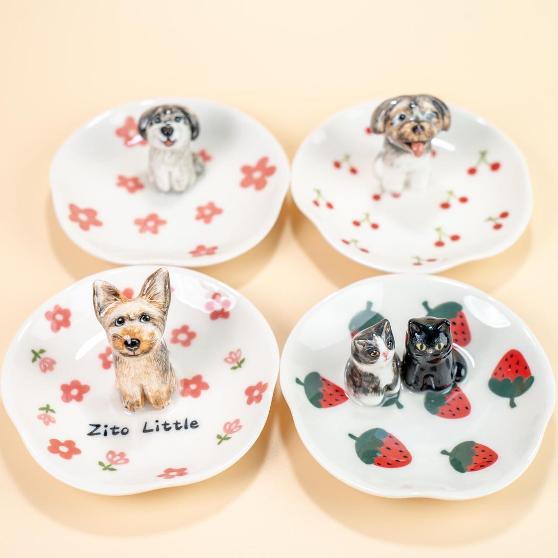 Custom Pet Ring Dish Personalized Pet Figurine Ceramic Jewelry Holder Unique Gift for Pet Lover