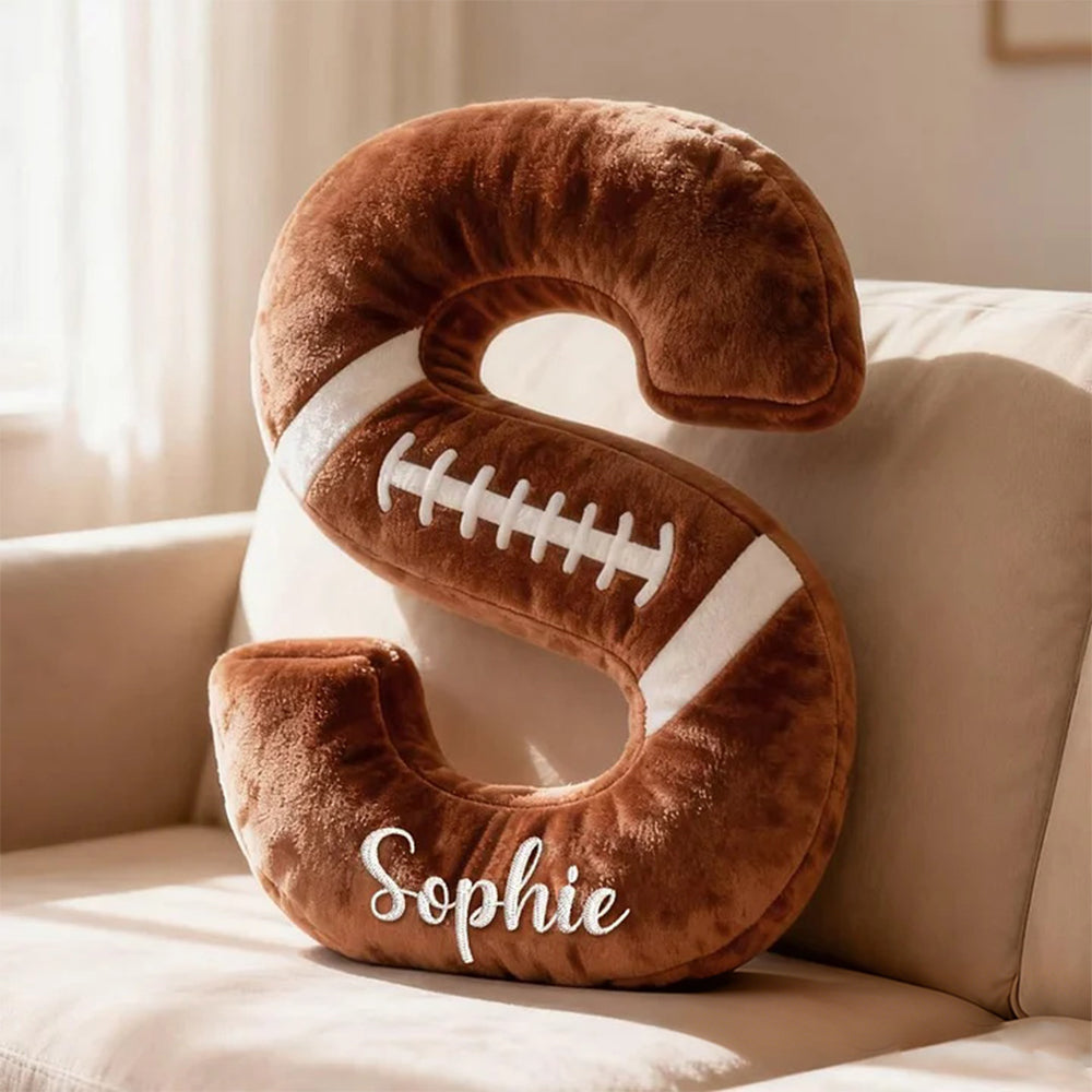 Personalized Football Pillow with Name Football Letter Pillow Game Day Party Decor