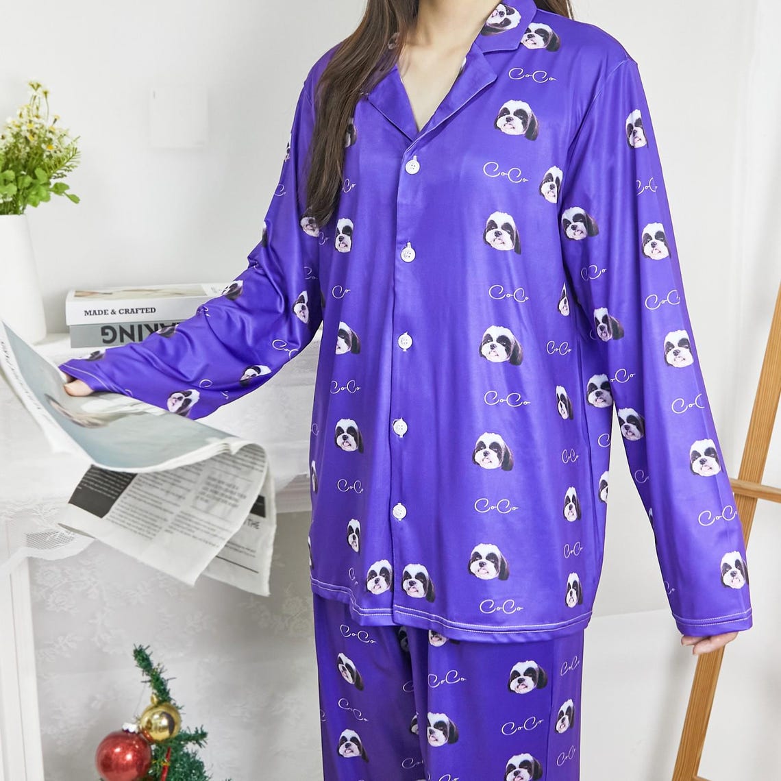 Custom Pet Face Pajamas Set Christmas Gift For Pet Lovers