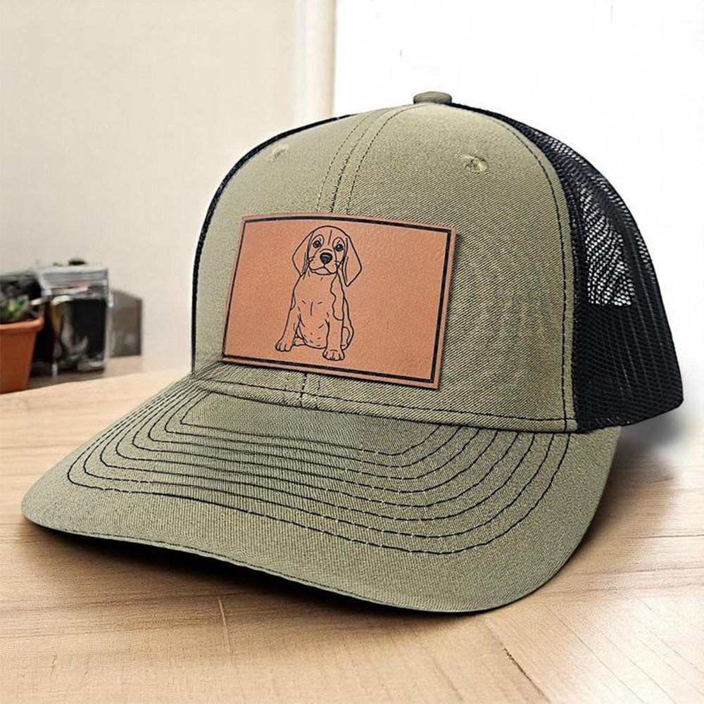 Personalisiertes HaustierPortrait Leder Patch Mütze Baseballmütze für Tierliebhaber