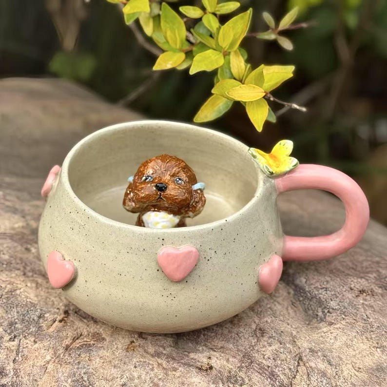 Personalized Handcrafted Pet Figure Mug Custom Cat and Dog Ceramic Coffee Mug Gift for Pet Lovers