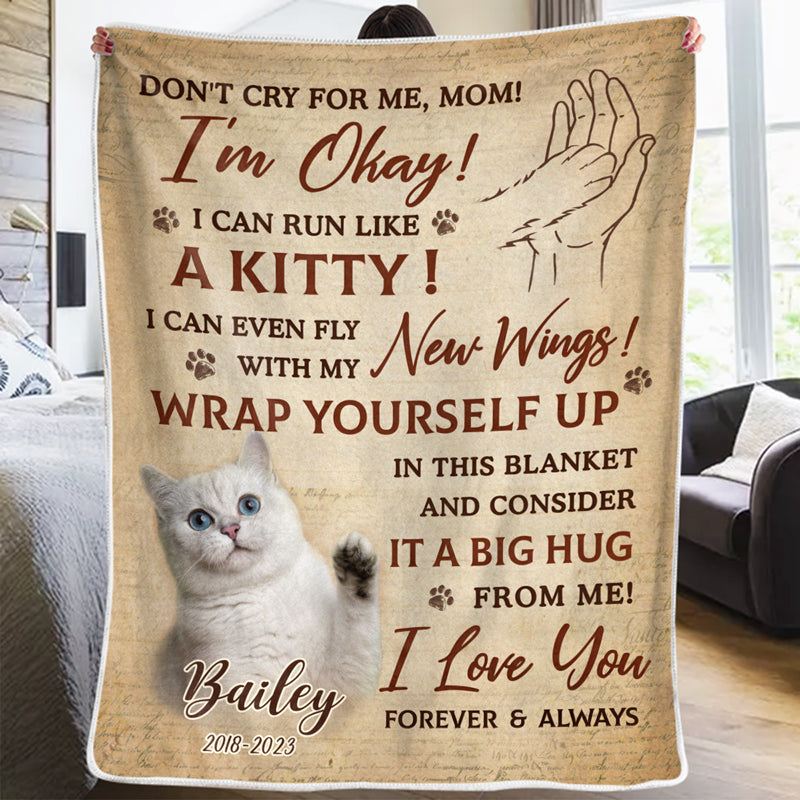Personalized Cat Memorial Photo Blanket Pet Sympathy Gift For Pet Lovers