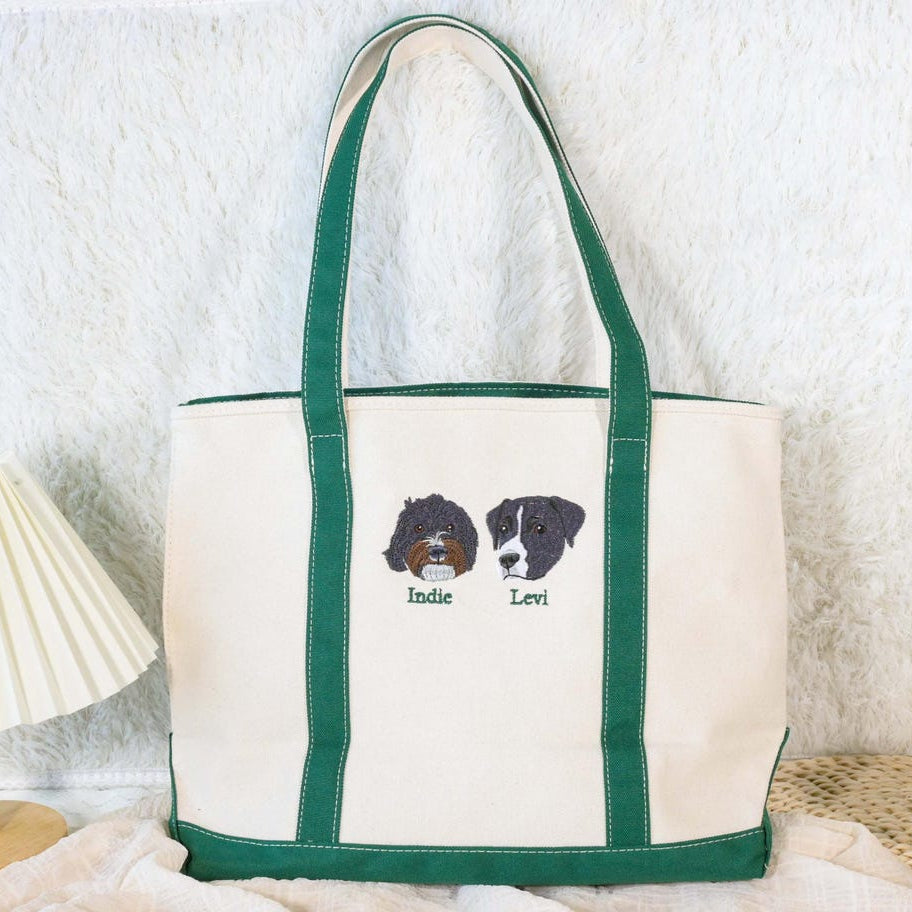 Sac fourre-tout en velours côtelé brodé personnalisé pour animaux de compagnie – Cadeau unique pour les amoureux des chiens ou des chats
