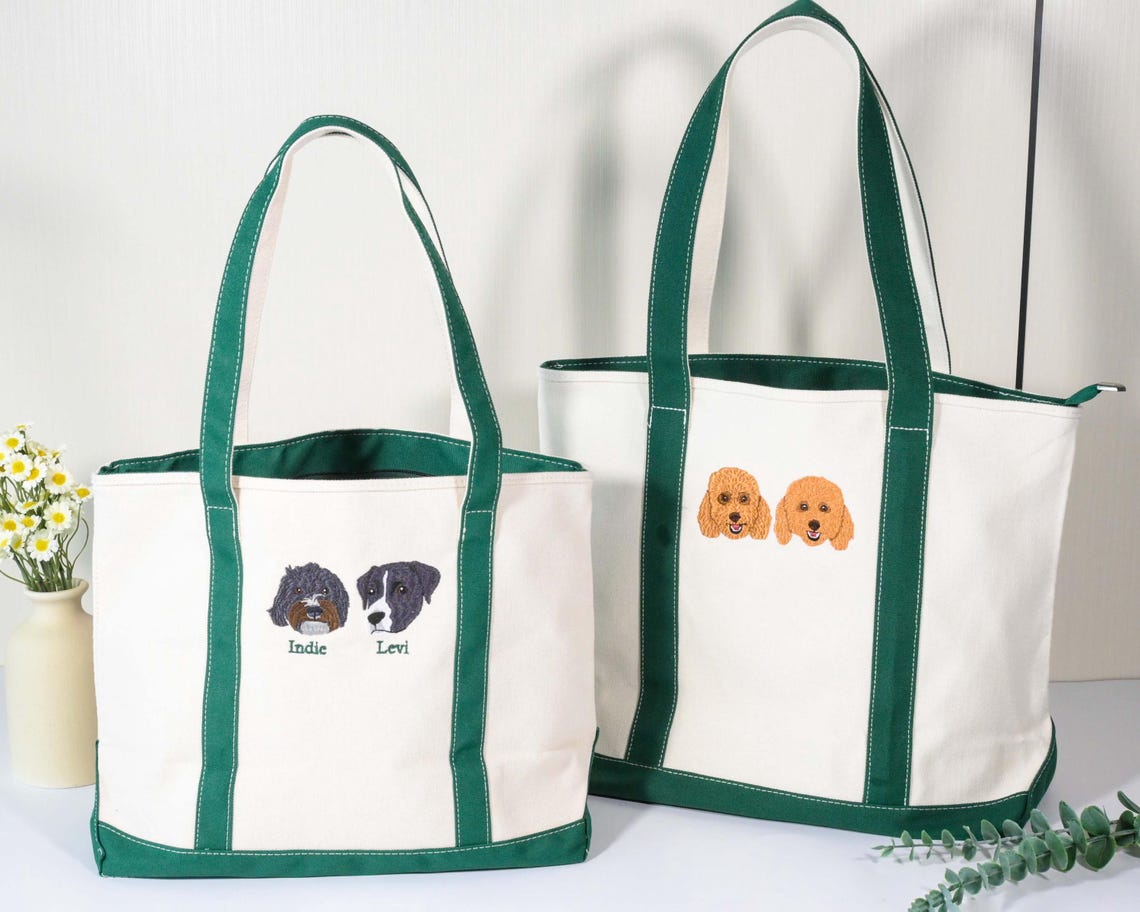 Sac fourre-tout en velours côtelé brodé personnalisé pour animaux de compagnie – Cadeau unique pour les amoureux des chiens ou des chats