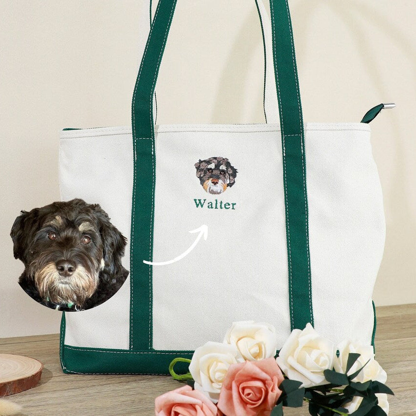 Sac fourre-tout en velours côtelé brodé personnalisé pour animaux de compagnie – Cadeau unique pour les amoureux des chiens ou des chats