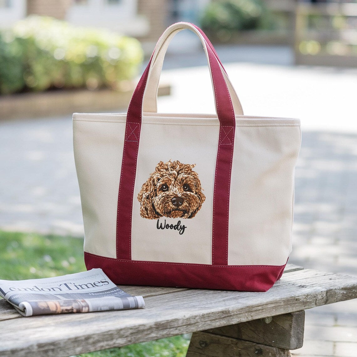 Sac fourre-tout en velours côtelé brodé personnalisé pour animaux de compagnie – Cadeau unique pour les amoureux des chiens ou des chats
