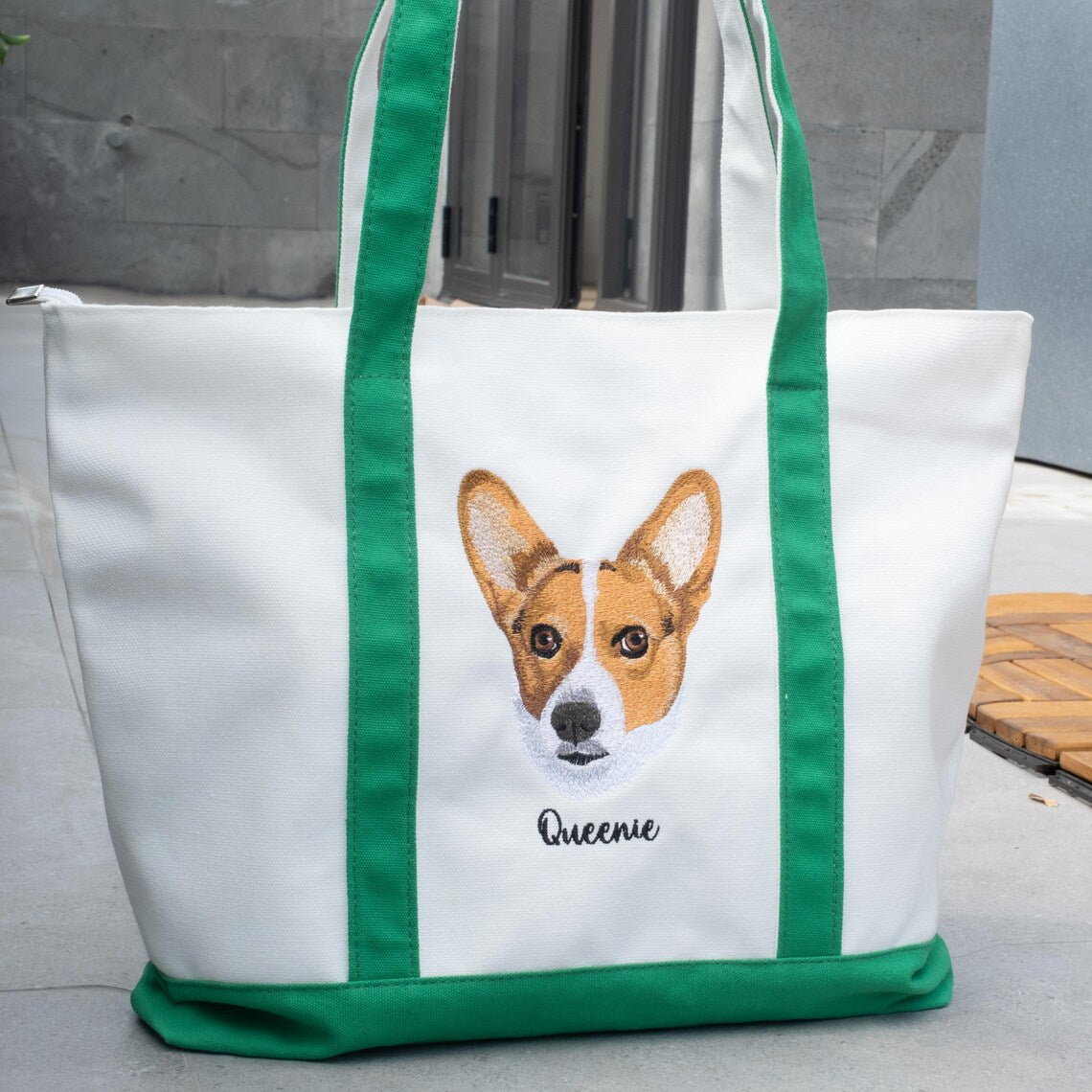 Sac fourre-tout en velours côtelé brodé personnalisé pour animaux de compagnie – Cadeau unique pour les amoureux des chiens ou des chats