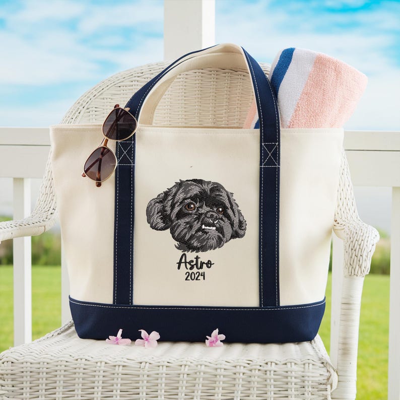 Sac fourre-tout en velours côtelé brodé personnalisé pour animaux de compagnie – Cadeau unique pour les amoureux des chiens ou des chats