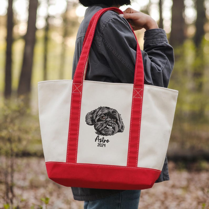 Sac fourre-tout en velours côtelé brodé personnalisé pour animaux de compagnie – Cadeau unique pour les amoureux des chiens ou des chats