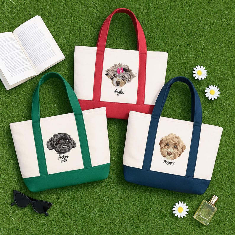 Sac fourre-tout en velours côtelé brodé personnalisé pour animaux de compagnie – Cadeau unique pour les amoureux des chiens ou des chats