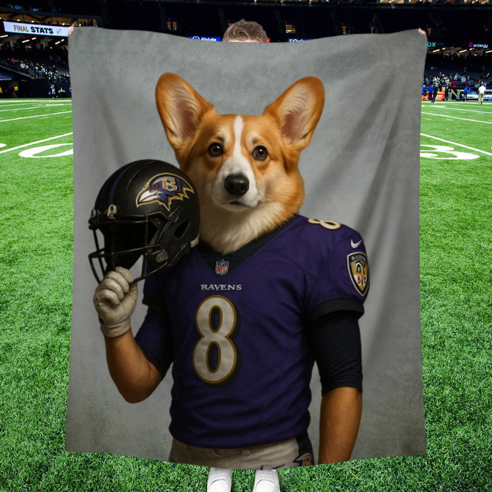 Couverture personnalisée avec portrait d'animal de compagnie de l'équipe NFL – Cadeau personnalisé pour les fans de football américain, pour les amoureux des chiens et des chats