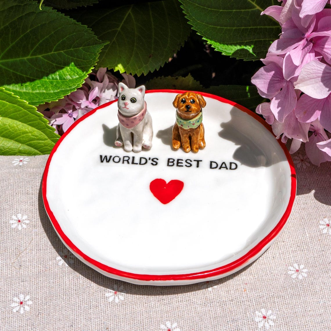 Custom Dog Cat Figurine Jewelry Dish Gift For Pet Parents Dog Mom/Dad Chrismas Keepsake Gift