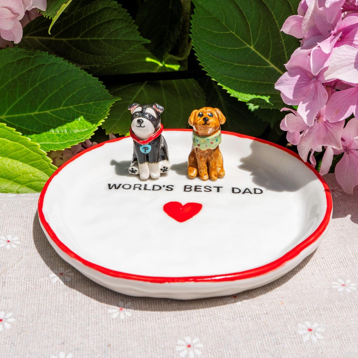Custom Dog Cat Figurine Jewelry Dish Gift For Pet Parents Dog Mom/Dad Chrismas Keepsake Gift