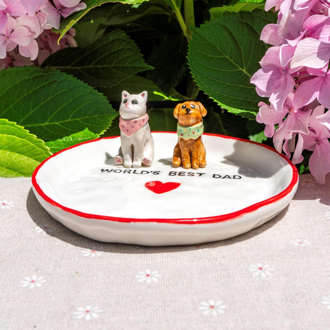 Custom Dog Cat Figurine Jewelry Dish Gift For Pet Parents Dog Mom/Dad Chrismas Keepsake Gift
