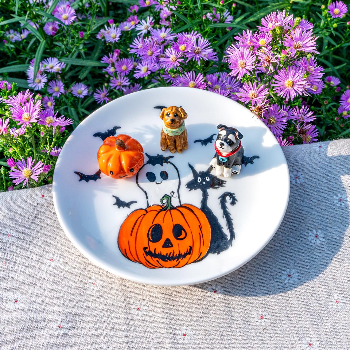 Custom Dog Cat Figurine Jewelry Ring Dish Gift For Pet Lovers Halloween Keepsake Gift
