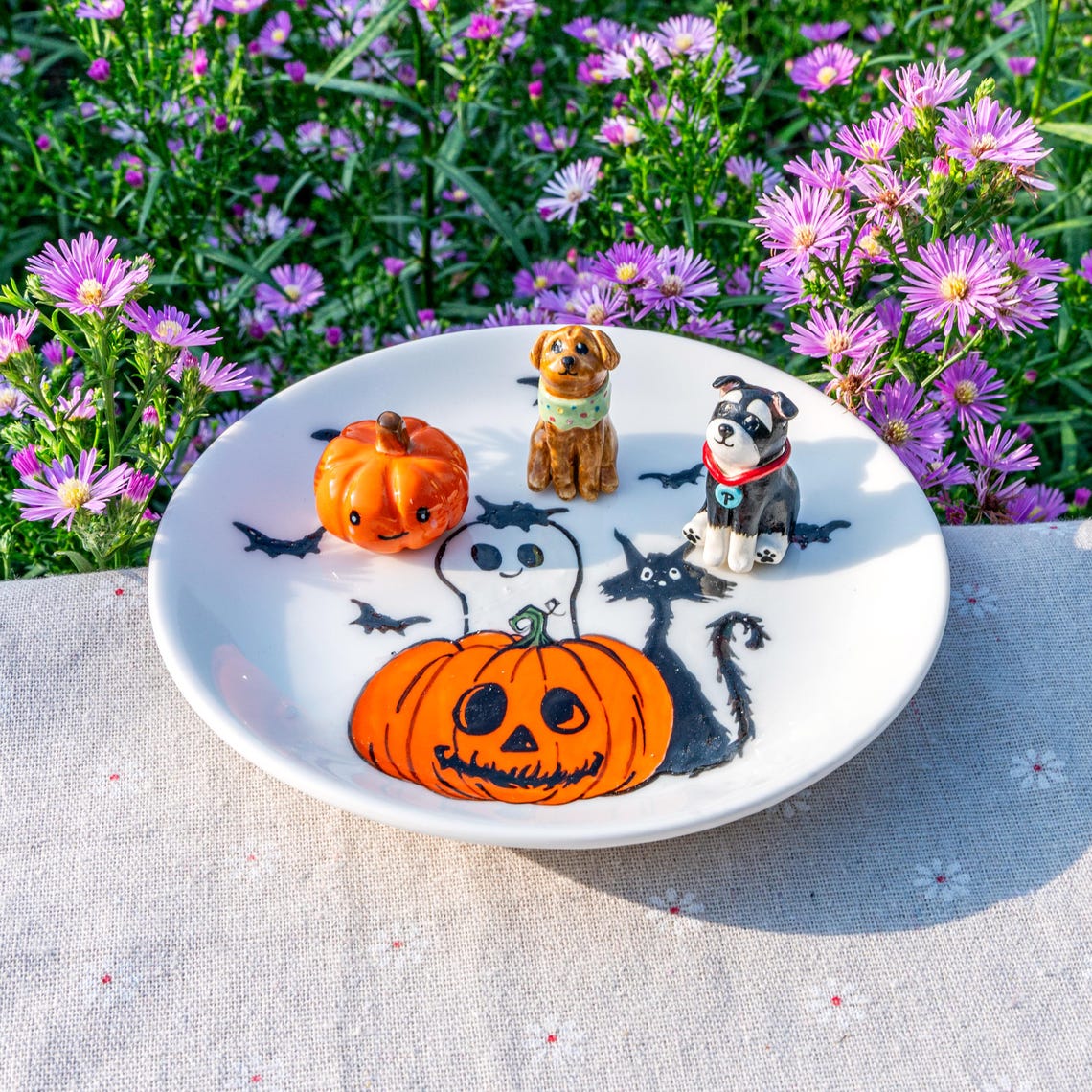 Custom Dog Cat Figurine Jewelry Ring Dish Gift For Pet Lovers Halloween Keepsake Gift