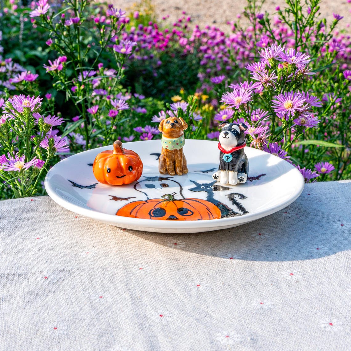 Custom Dog Cat Figurine Jewelry Ring Dish Gift For Pet Lovers Halloween Keepsake Gift