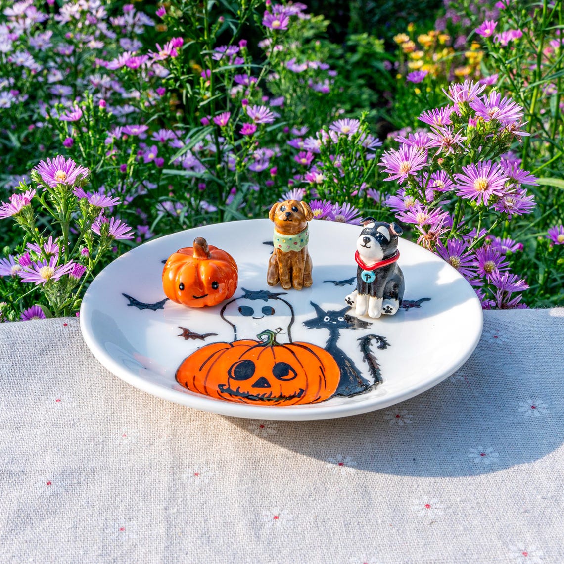 Custom Dog Cat Figurine Jewelry Ring Dish Gift For Pet Lovers Halloween Keepsake Gift