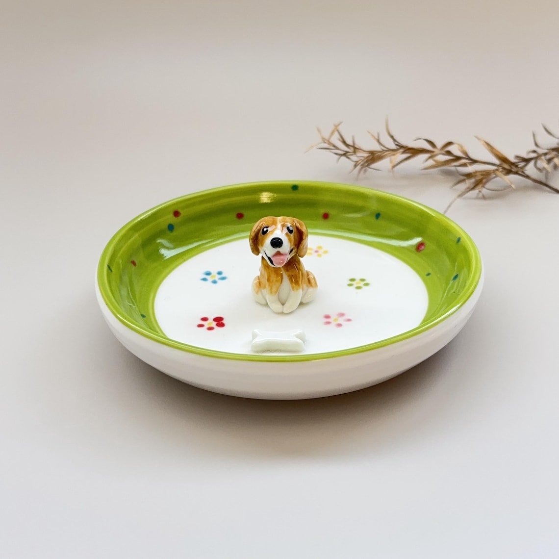 Custom Dog Cat Figurine Jewelry Dish with Name Gift For Pet Lovers Chrismas Keepsake Gift
