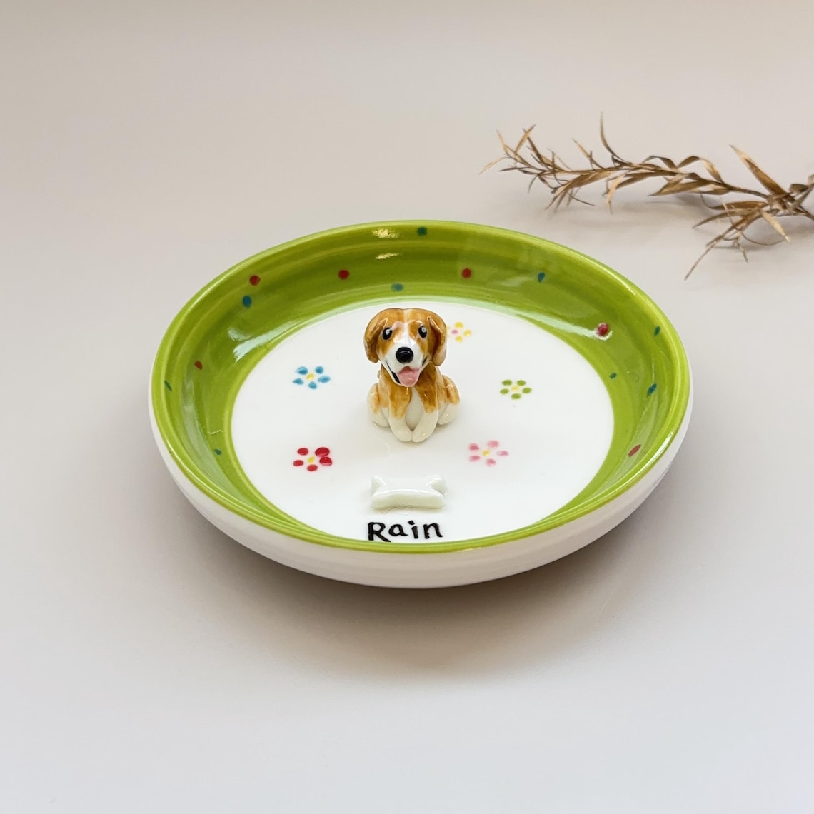 Custom Dog Cat Figurine Jewelry Dish with Name Gift For Pet Lovers Chrismas Keepsake Gift