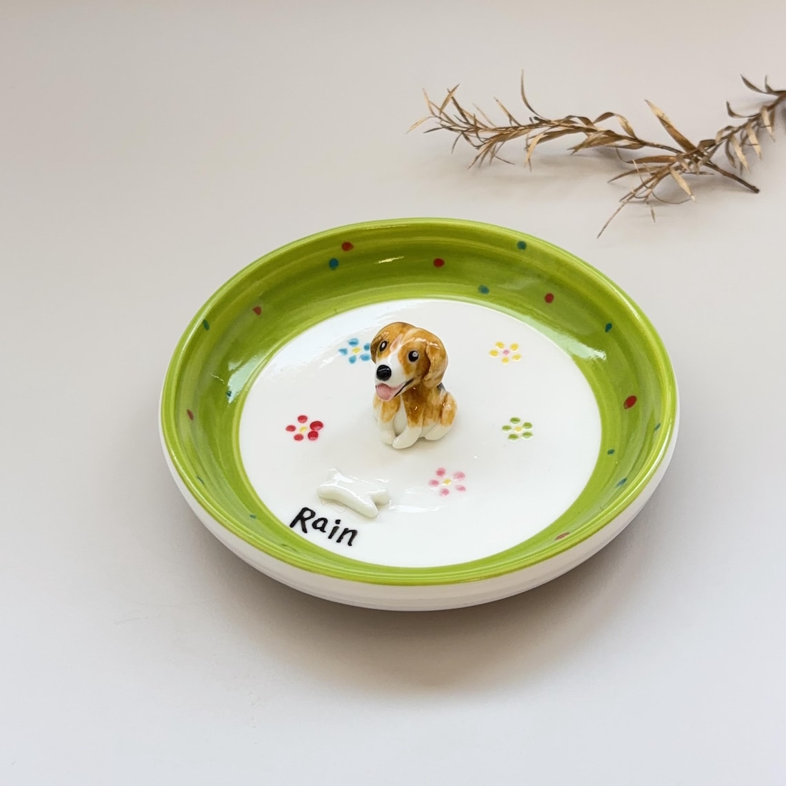Custom Dog Cat Figurine Jewelry Dish with Name Gift For Pet Lovers Chrismas Keepsake Gift