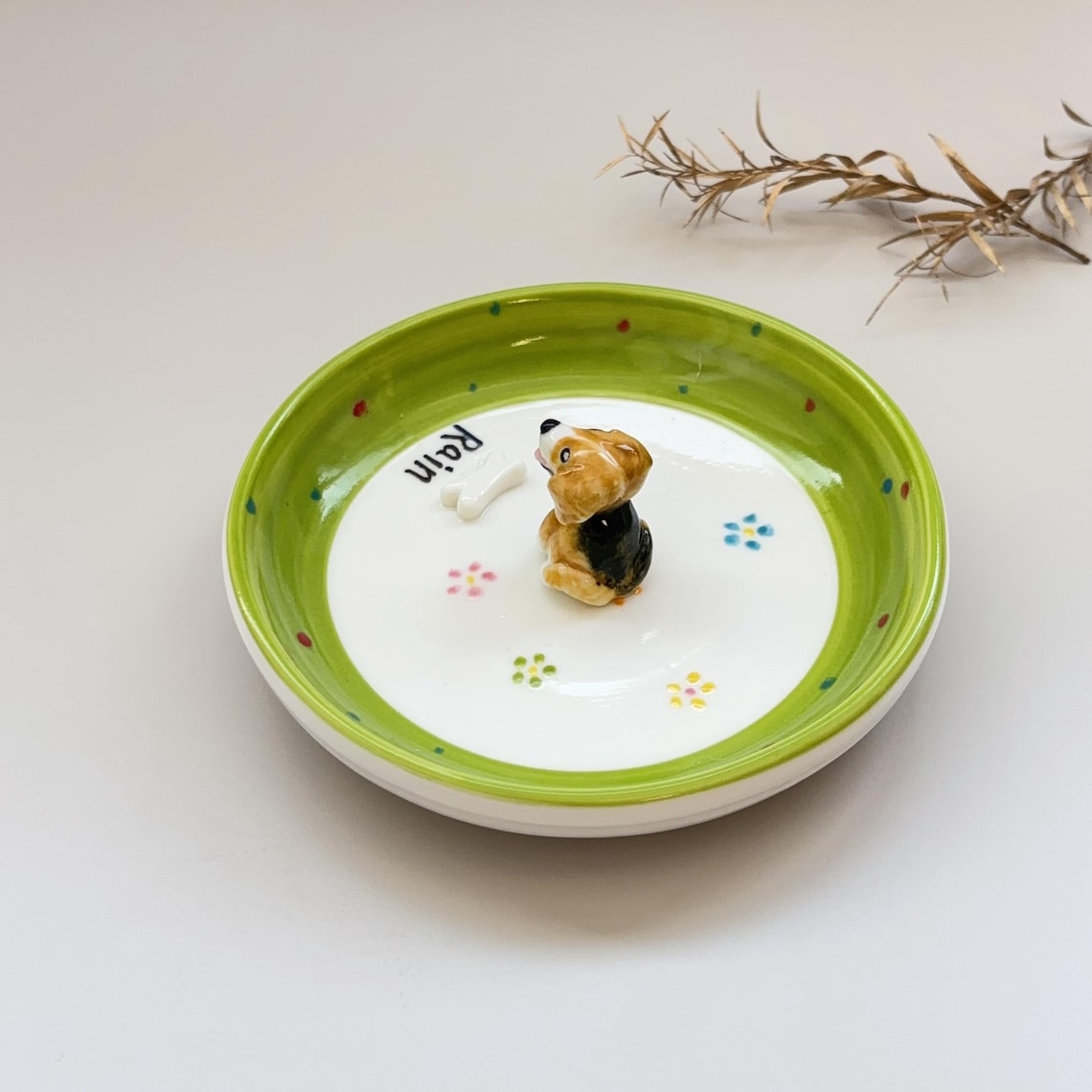 Custom Dog Cat Figurine Jewelry Dish with Name Gift For Pet Lovers Chrismas Keepsake Gift
