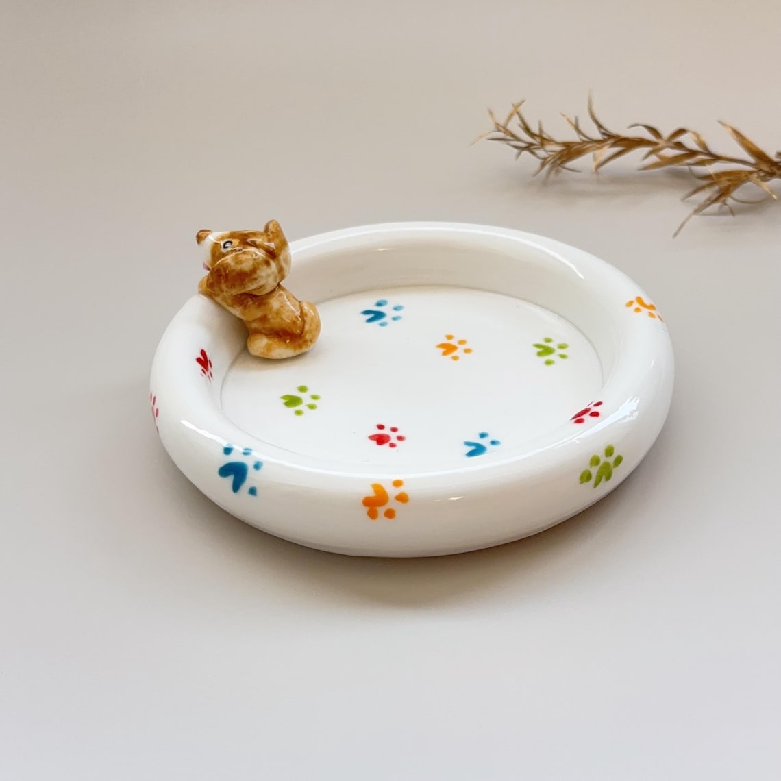 Custom Dog Cat Figurine Jewelry Dish with Name Gift For Pet Lovers Chrismas Keepsake Gift