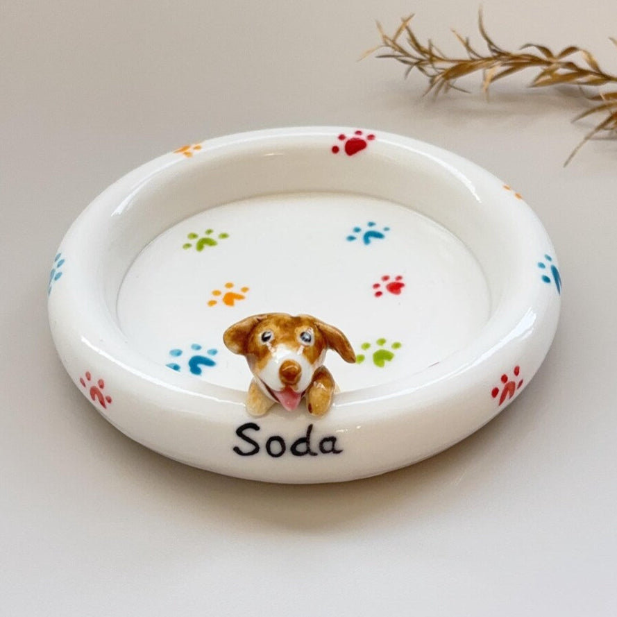 Custom Dog Cat Figurine Jewelry Dish with Name Gift For Pet Lovers Chrismas Keepsake Gift