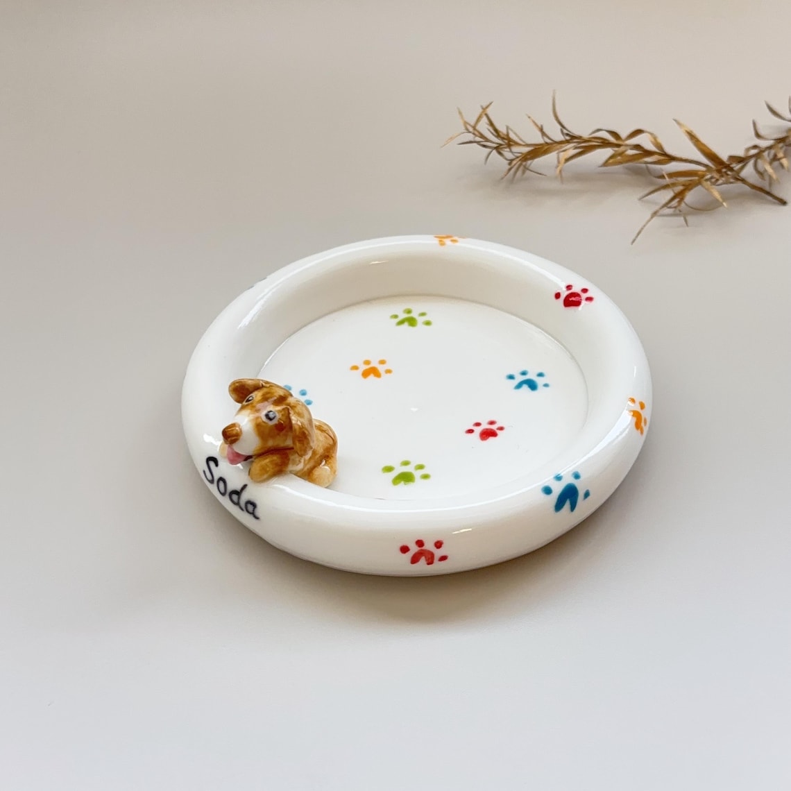Custom Dog Cat Figurine Jewelry Dish with Name Gift For Pet Lovers Chrismas Keepsake Gift