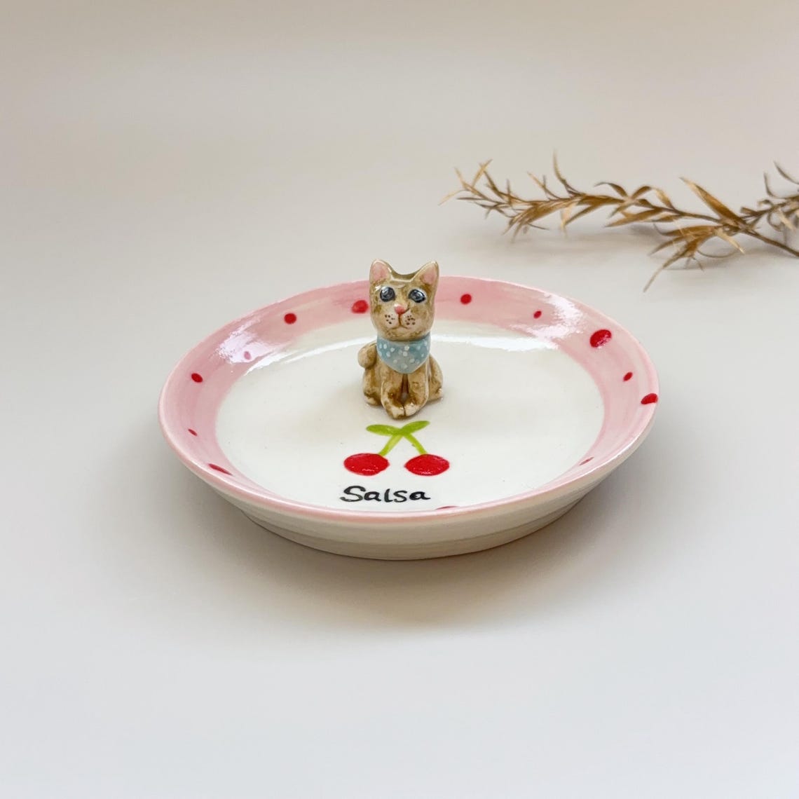 Custom Dog Cat Figurine Jewelry Dish with Name Gift For Pet Lovers Chrismas Keepsake Gift
