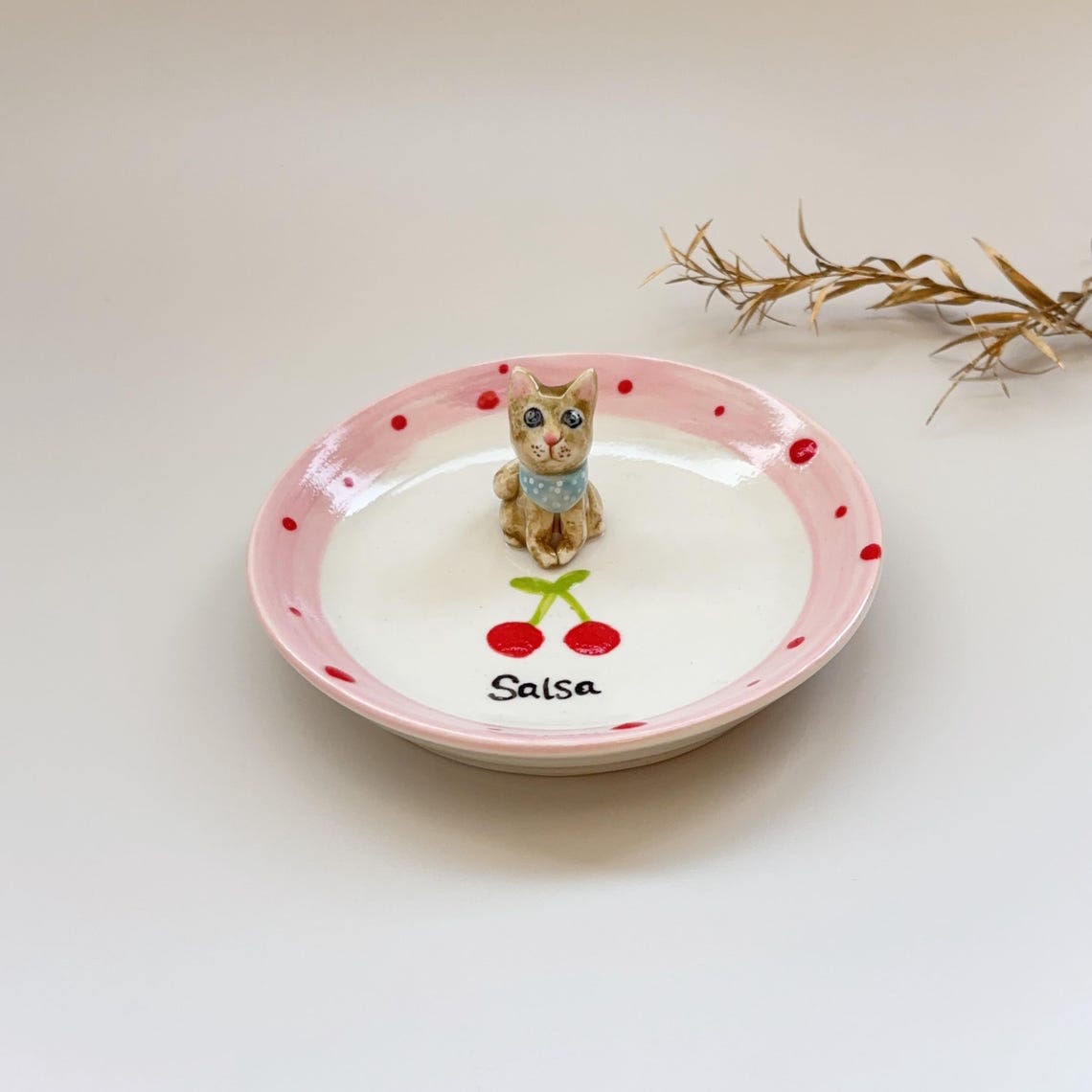 Custom Dog Cat Figurine Jewelry Dish with Name Gift For Pet Lovers Chrismas Keepsake Gift