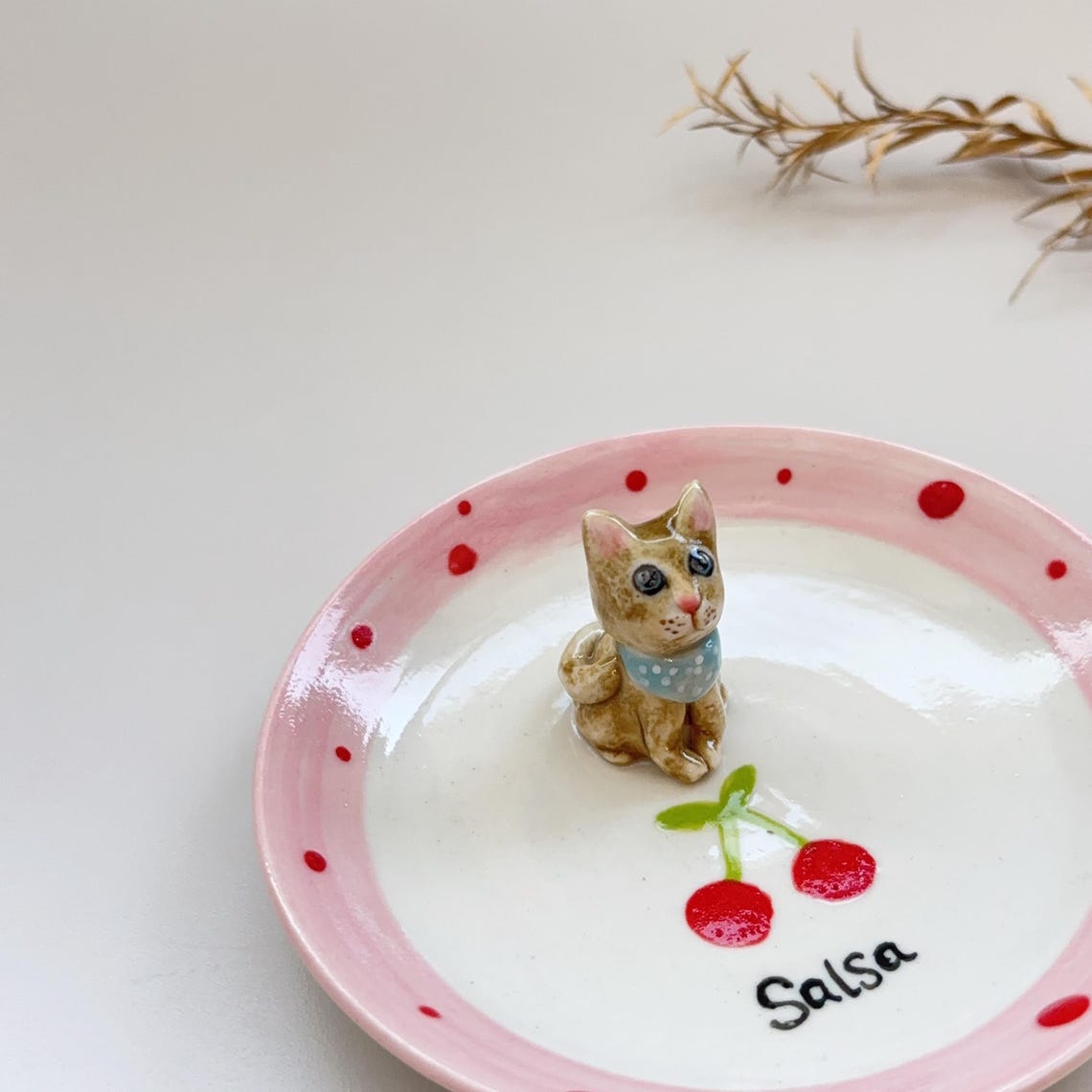 Custom Dog Cat Figurine Jewelry Dish with Name Gift For Pet Lovers Chrismas Keepsake Gift