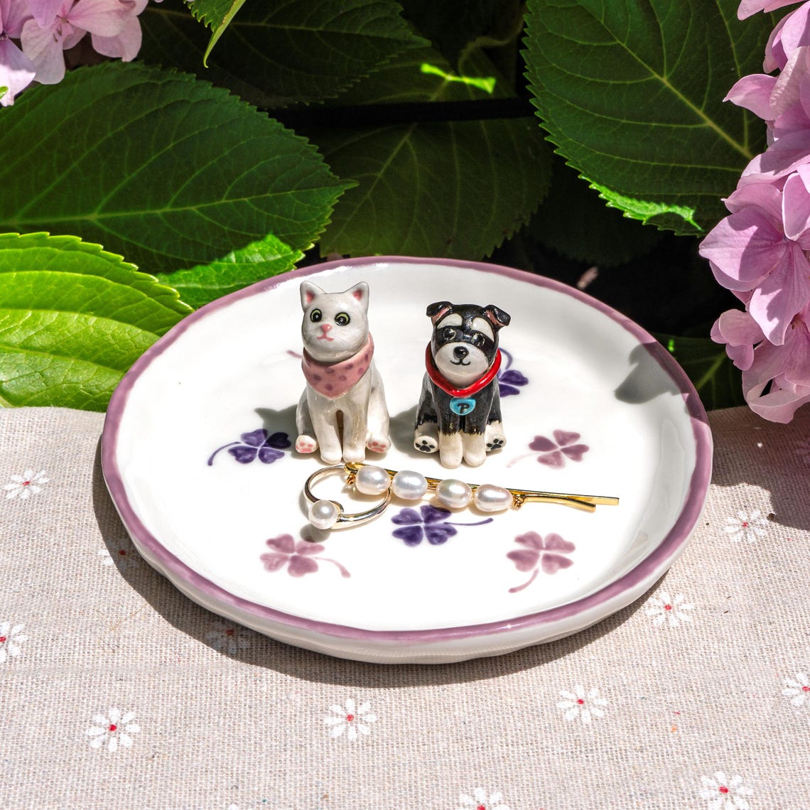 Custom Pet Ring Dish Personalized Pet Figurine Ceramic Jewelry Holder Unique Gift for Pet Lover