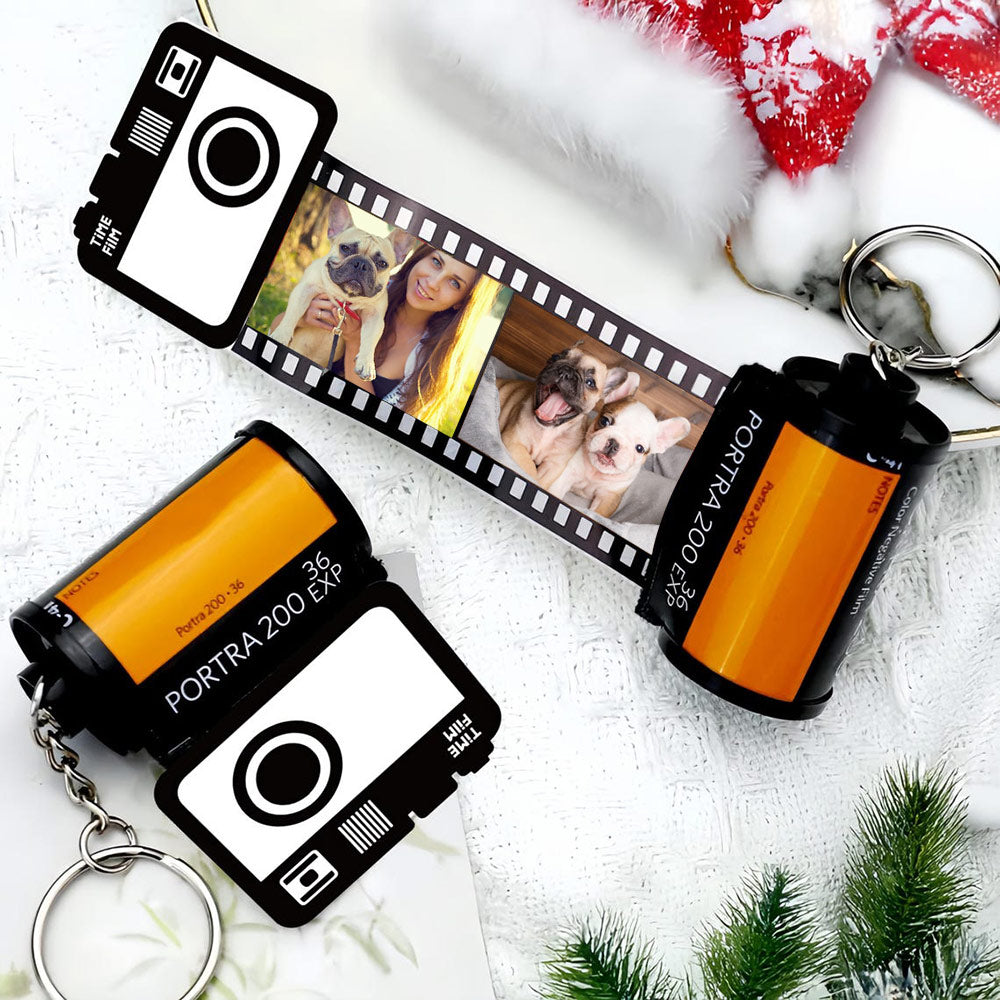 Custom Pet Photo Film Roll Keychain Birthday Christmas Memorial Gift for Pet Lovers