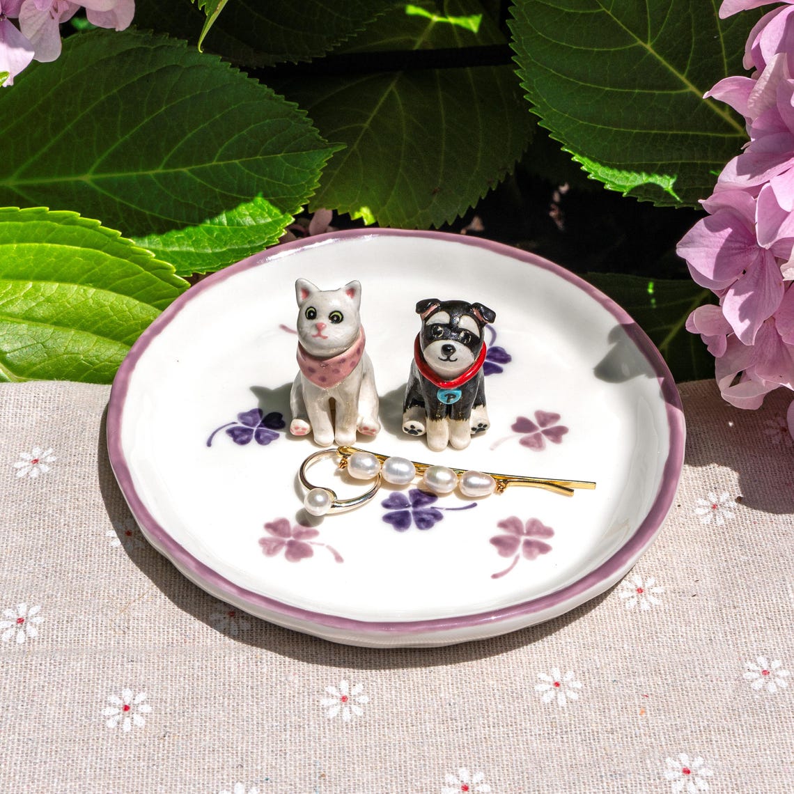 Custom Pet Ring Dish Personalized Pet Figurine Ceramic Jewelry Holder Unique Gift for Pet Lover