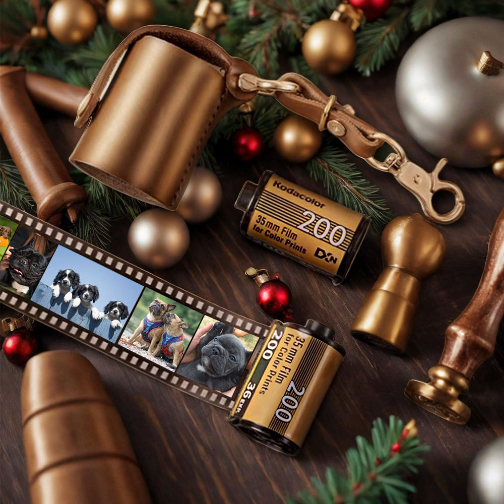 Custom Pet Photo Film Roll Keychain Birthday Christmas Memorial Gift for Pet Lovers