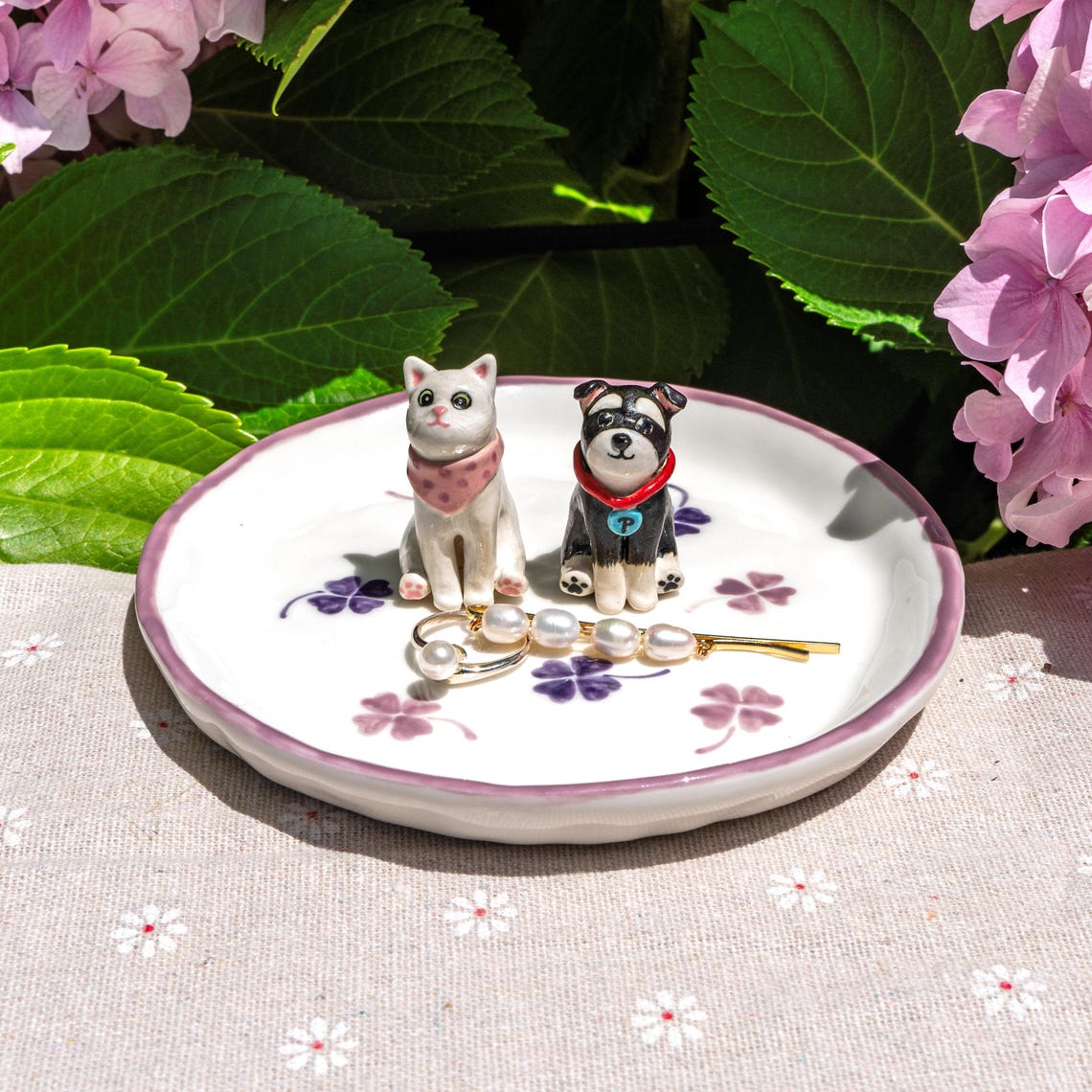 Custom Pet Ring Dish Personalized Pet Figurine Ceramic Jewelry Holder Unique Gift for Pet Lover