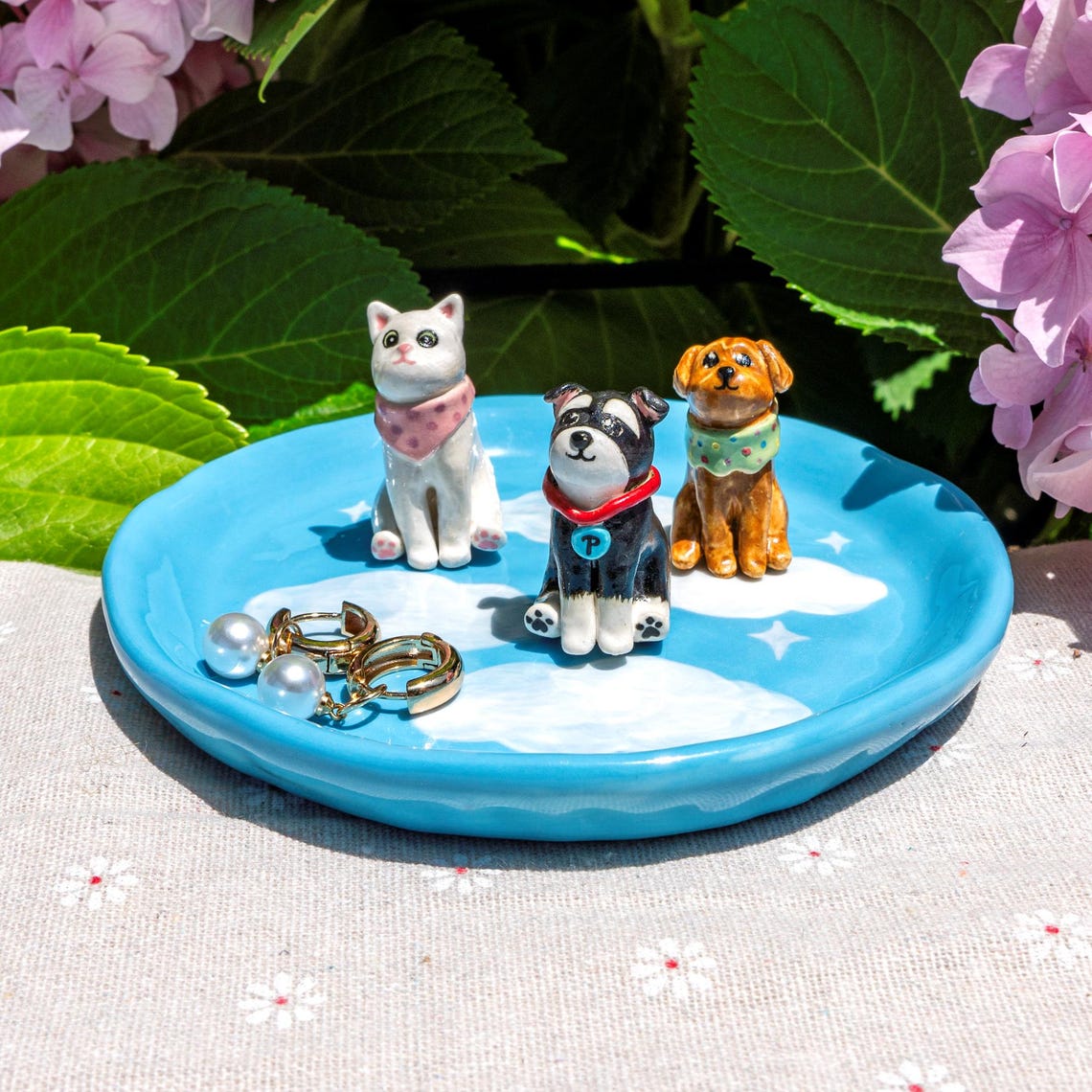 Custom Pet Figurine Jewelry Dish Wedding Memorial Christmas Gift For Dog Cat Lovers