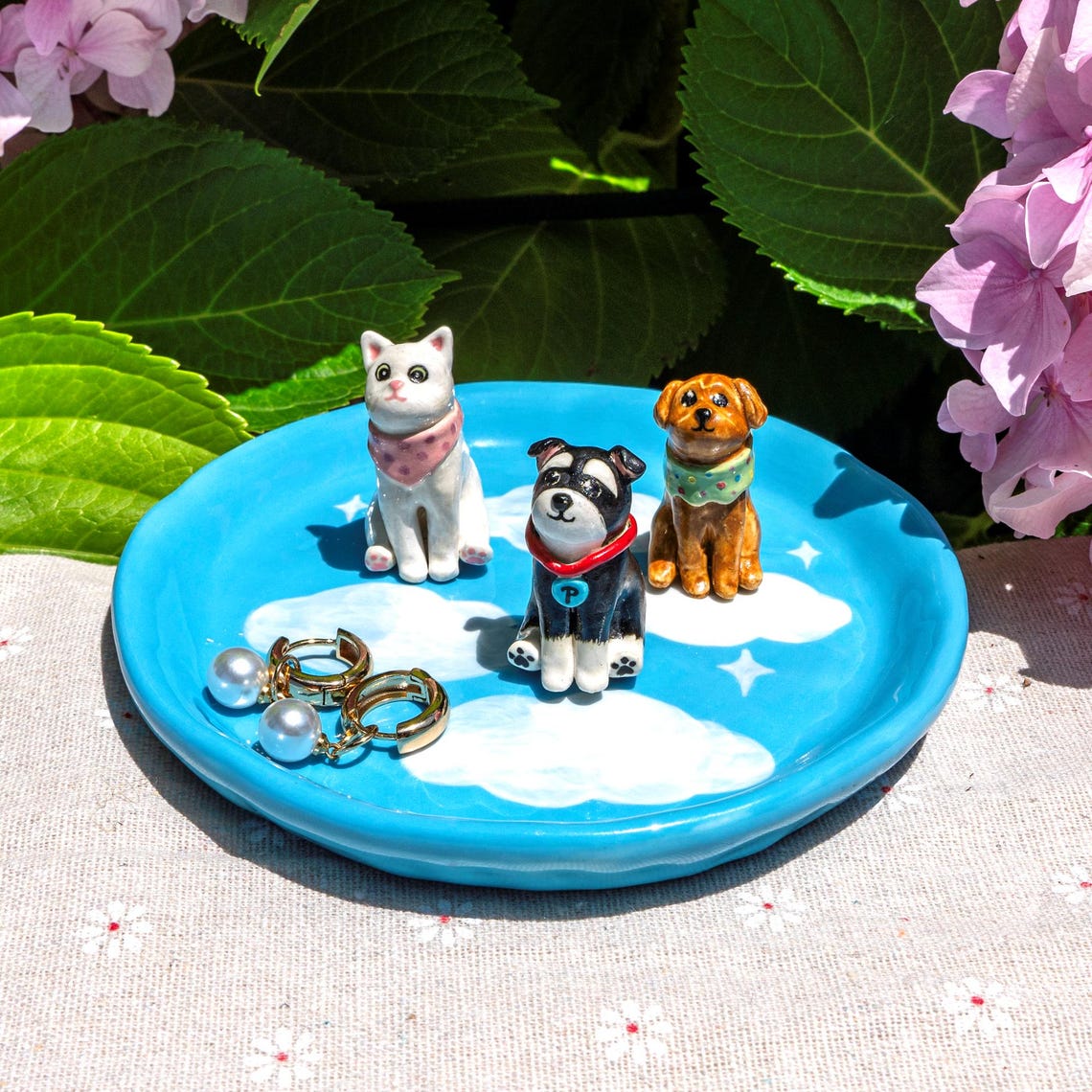 Custom Pet Figurine Jewelry Dish Wedding Memorial Christmas Gift For Dog Cat Lovers