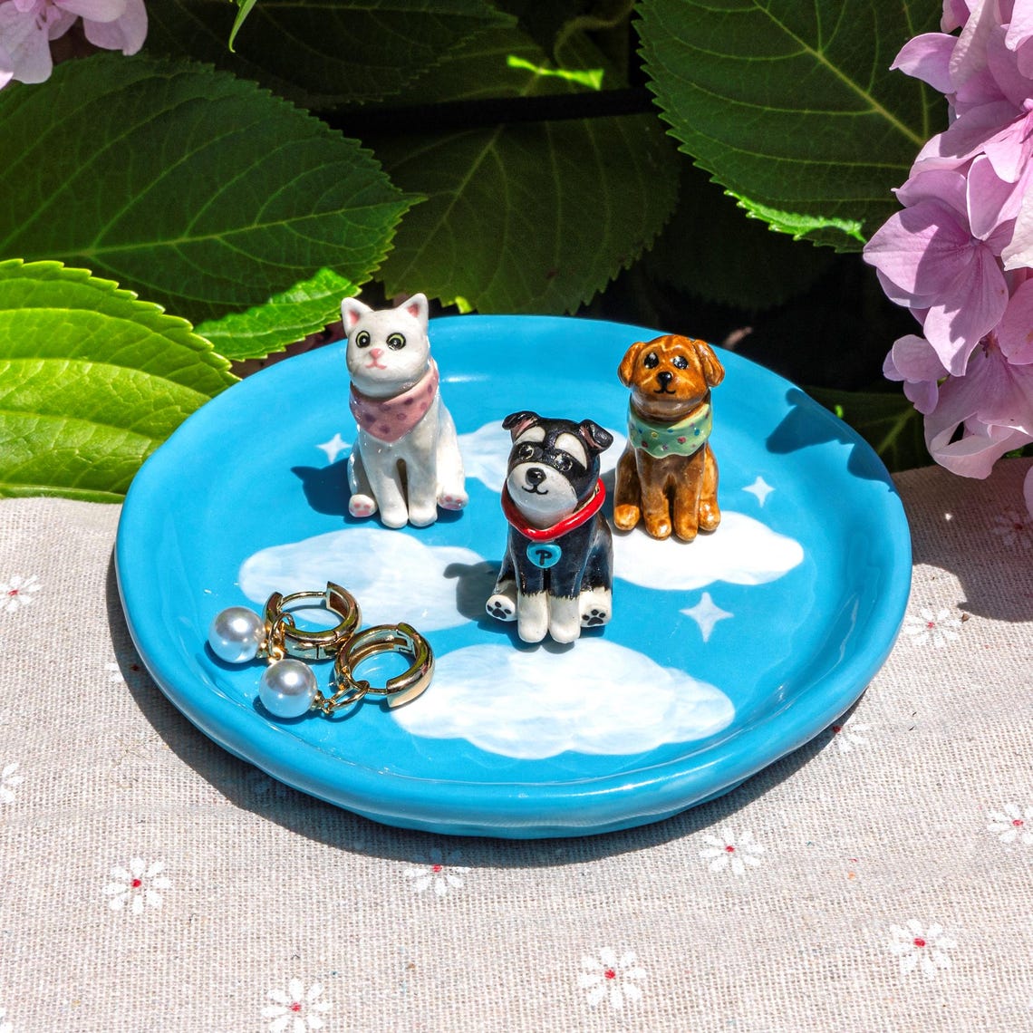 Custom Pet Figurine Jewelry Dish Wedding Memorial Christmas Gift For Dog Cat Lovers