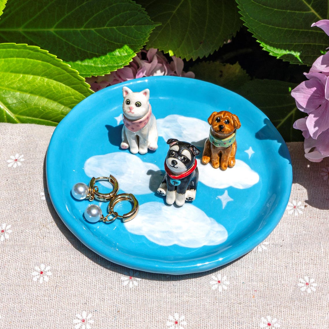 Custom Pet Figurine Jewelry Dish Wedding Memorial Christmas Gift For Dog Cat Lovers