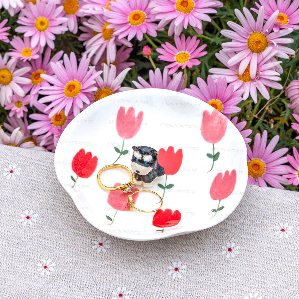 Personalized Pet Photo Figurine Jewelry Dish Wedding Memorial Christmas Gift For Pet Lovers