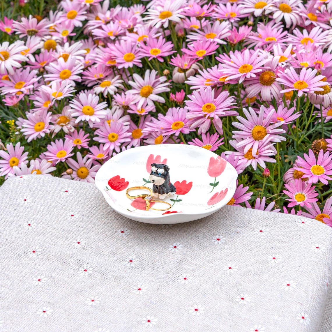 Personalized Pet Photo Figurine Jewelry Dish Wedding Memorial Christmas Gift For Pet Lovers
