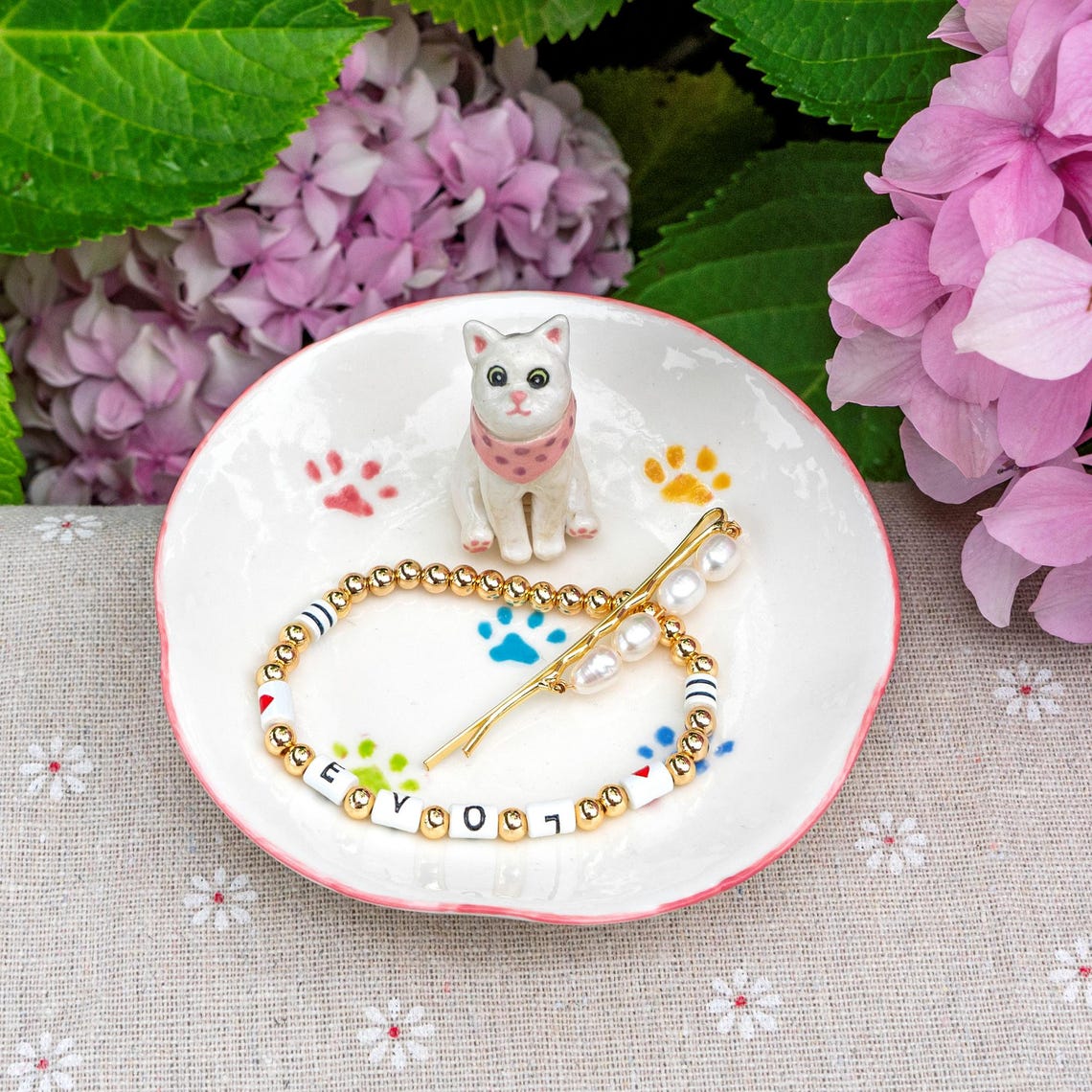 Handmade Pet Figurine Ceramic Jewelry Dish Wedding Memorial Christmas Gift For Pet Lovers